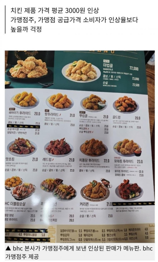 위트짱 치킨업계 내년부터 치킨값 대폭 인상.jpg