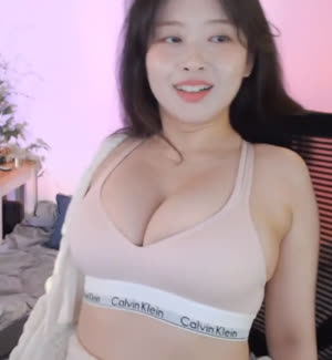 야사걸  소람잉 분홍색 CK 캘빈클라인 스포츠 브라 머리묶는 매끈 겨드랑이