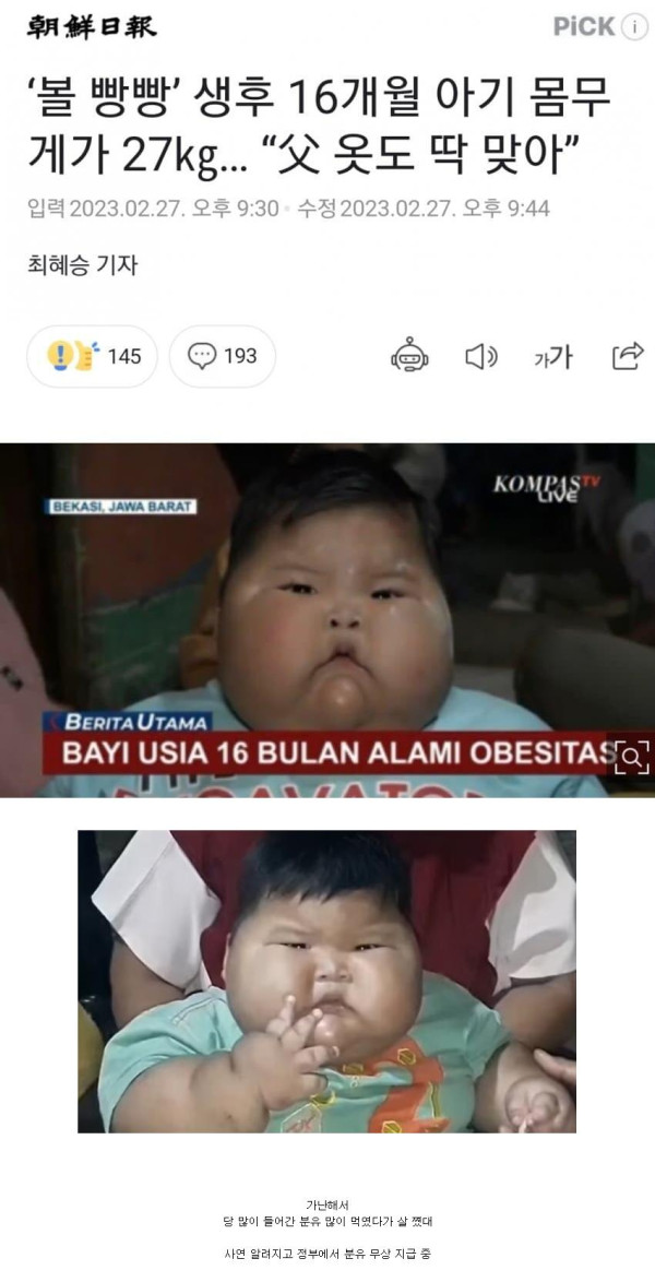 초딩유머 인도네시아의 16개월 27kg 아기.jpg