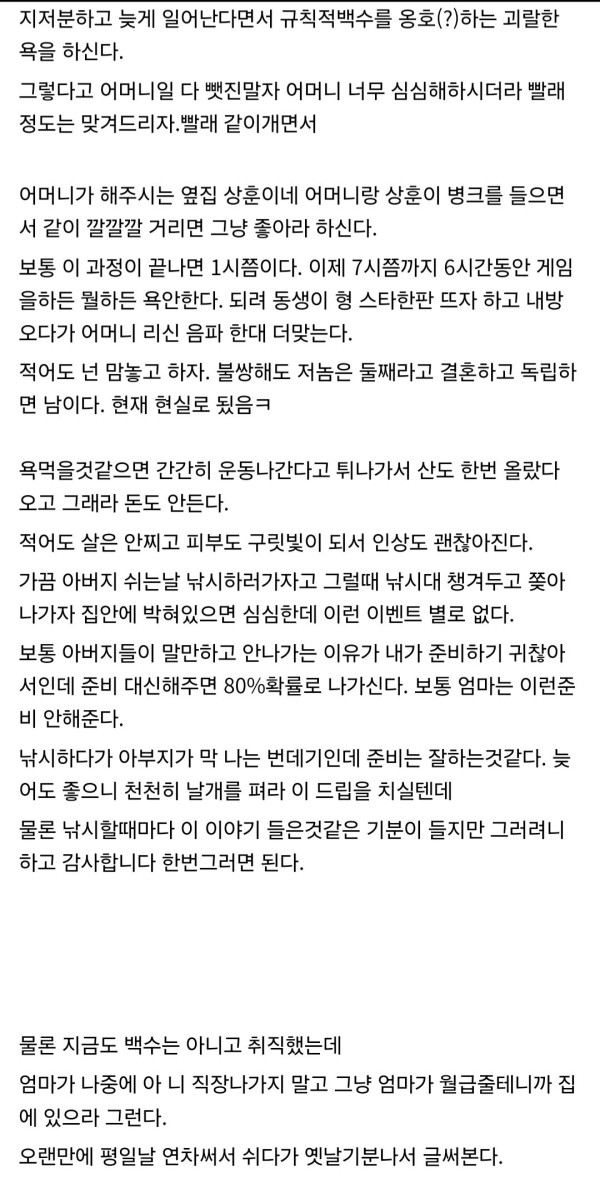 대박유머 백수로 살면서 집에서 욕 안먹는 방법.jpg