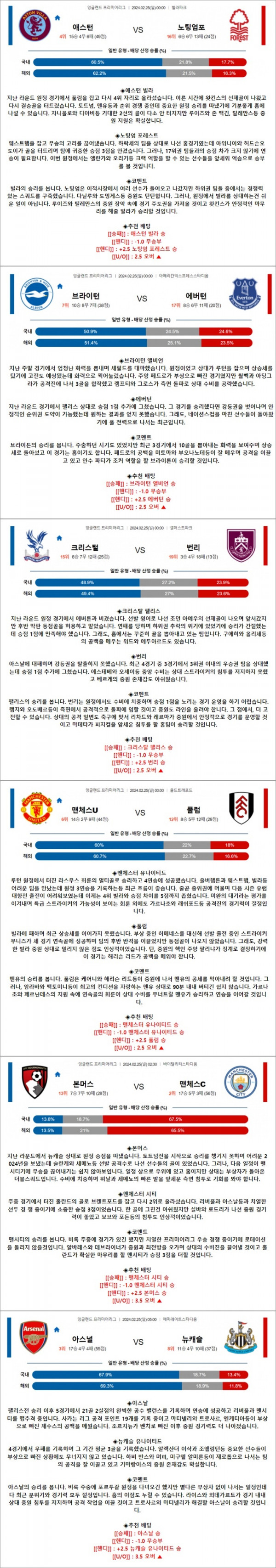 2월 25일 EPL 6경기