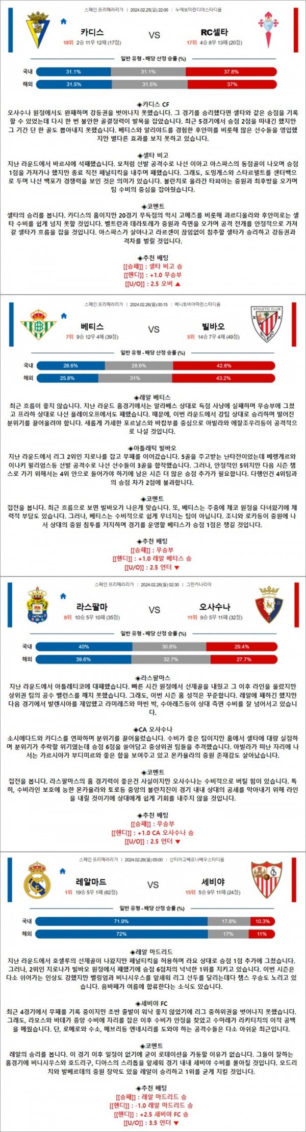 2월 25-26일 라리가 4경기