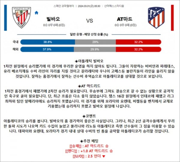 3월 01일 스페FA 빌바오 AT마드