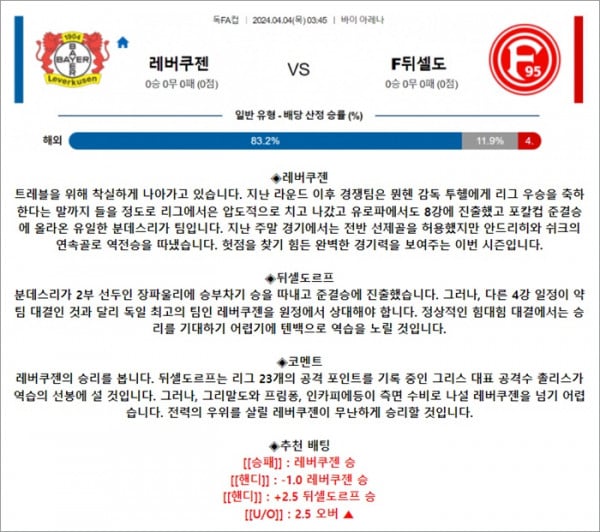 4월 04일 독FA컵 레버쿠젠 F뒤셀도